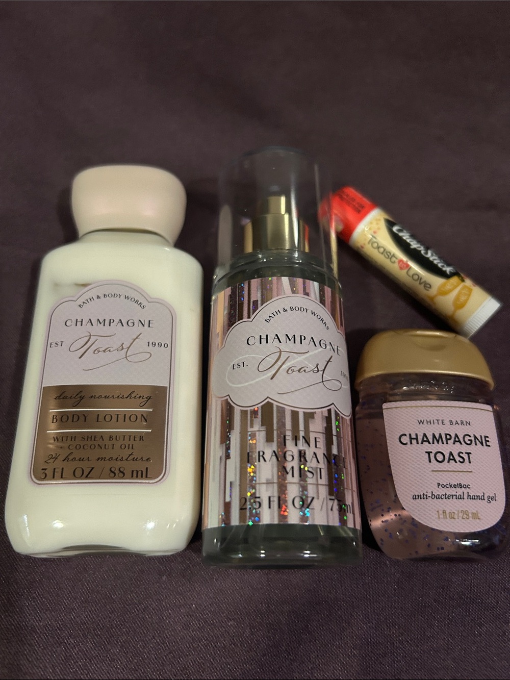 Bath & Body Works Champagne Toast Lotion, Fragrance Mist & Hand Gel - Pink